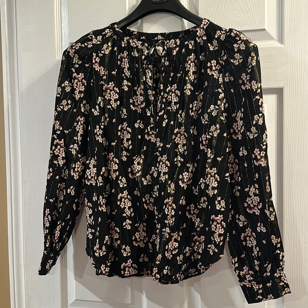 Black flowered Loft Blouse
